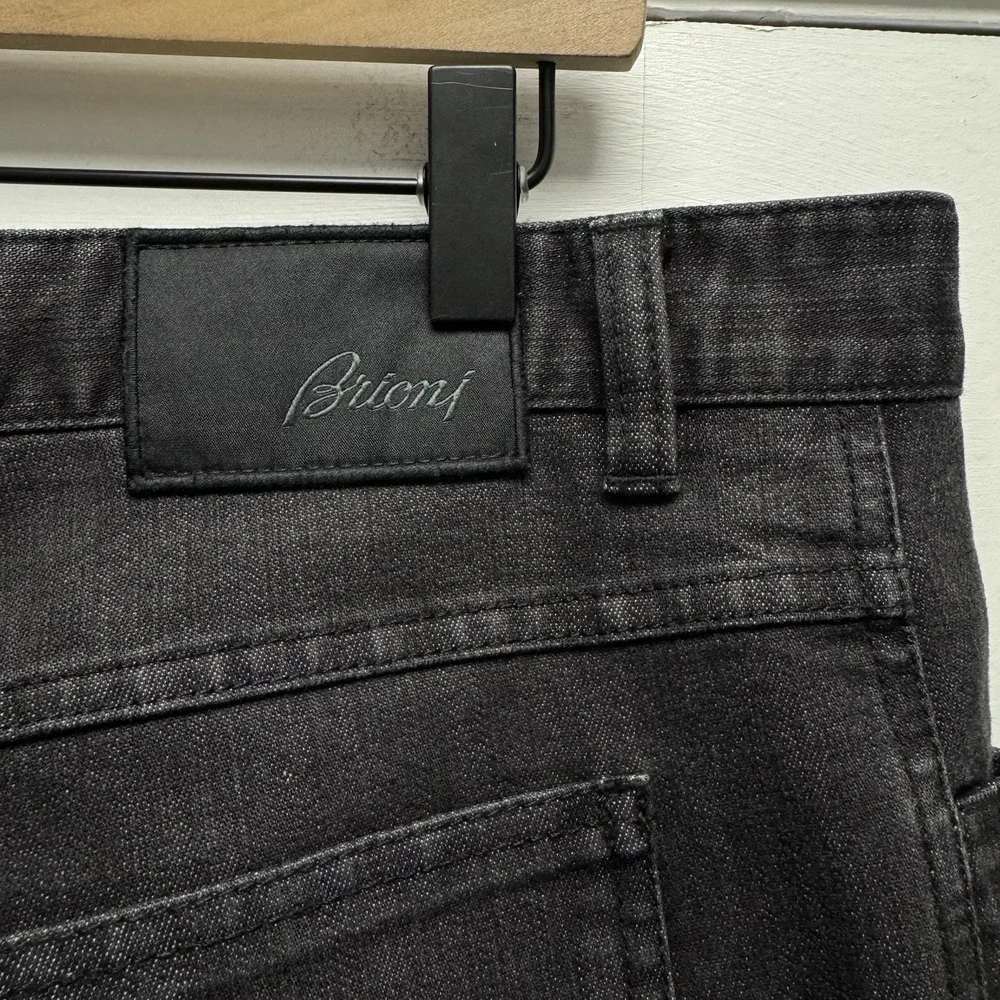 Brioni Men's Size 42R Black Denim Tapered Leg Stretch Jeans Made in Italy euc